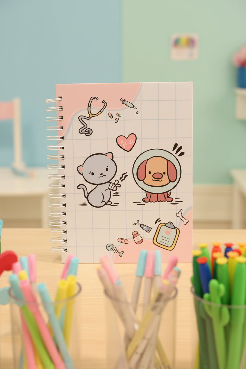 Cuaderno Medicina Veterinaria - Tapa Dura 18x24 cm, 100 Hojas 90 g